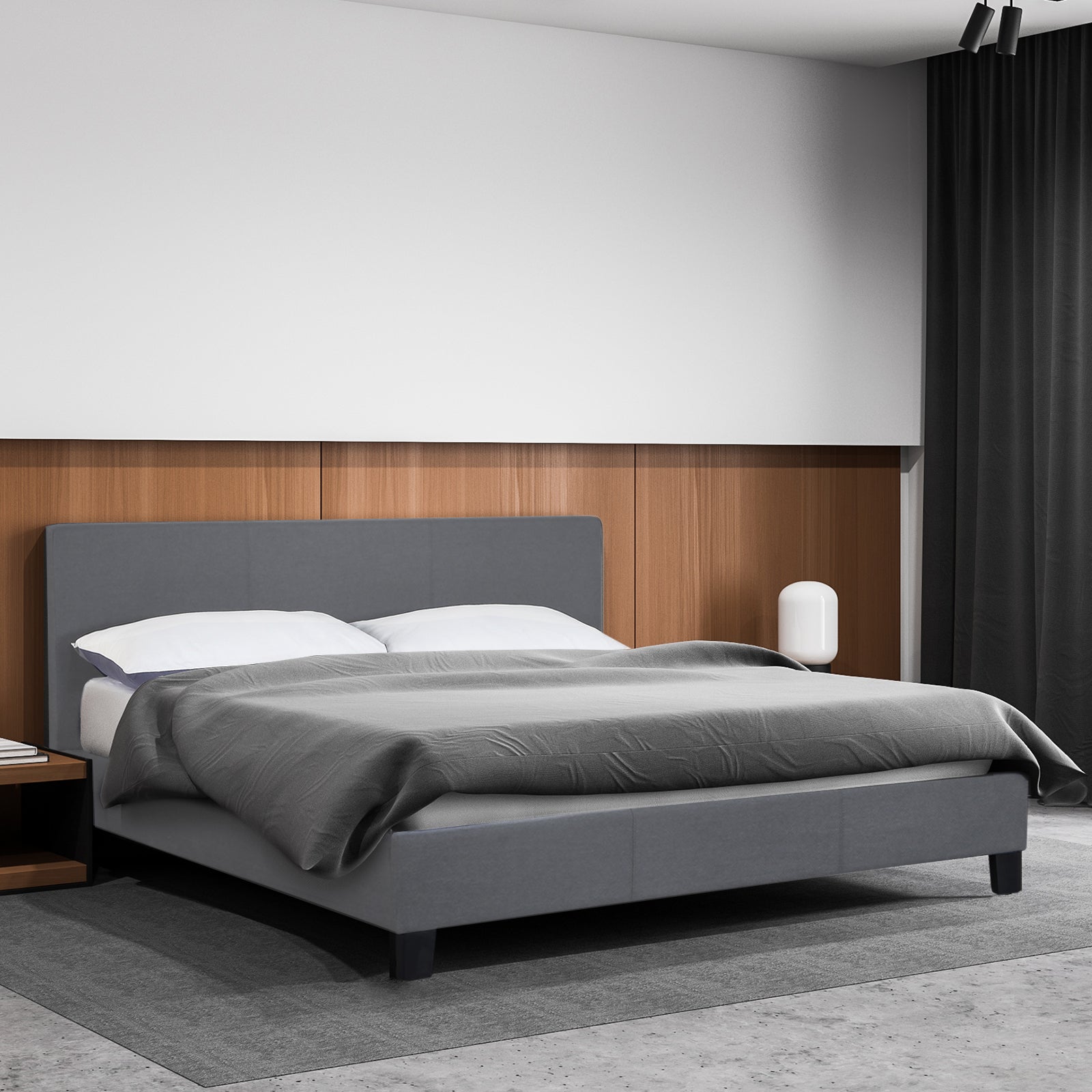 Milano Sienna Luxury Bed with Headboard (Model 2) - Grey No.28 - Single