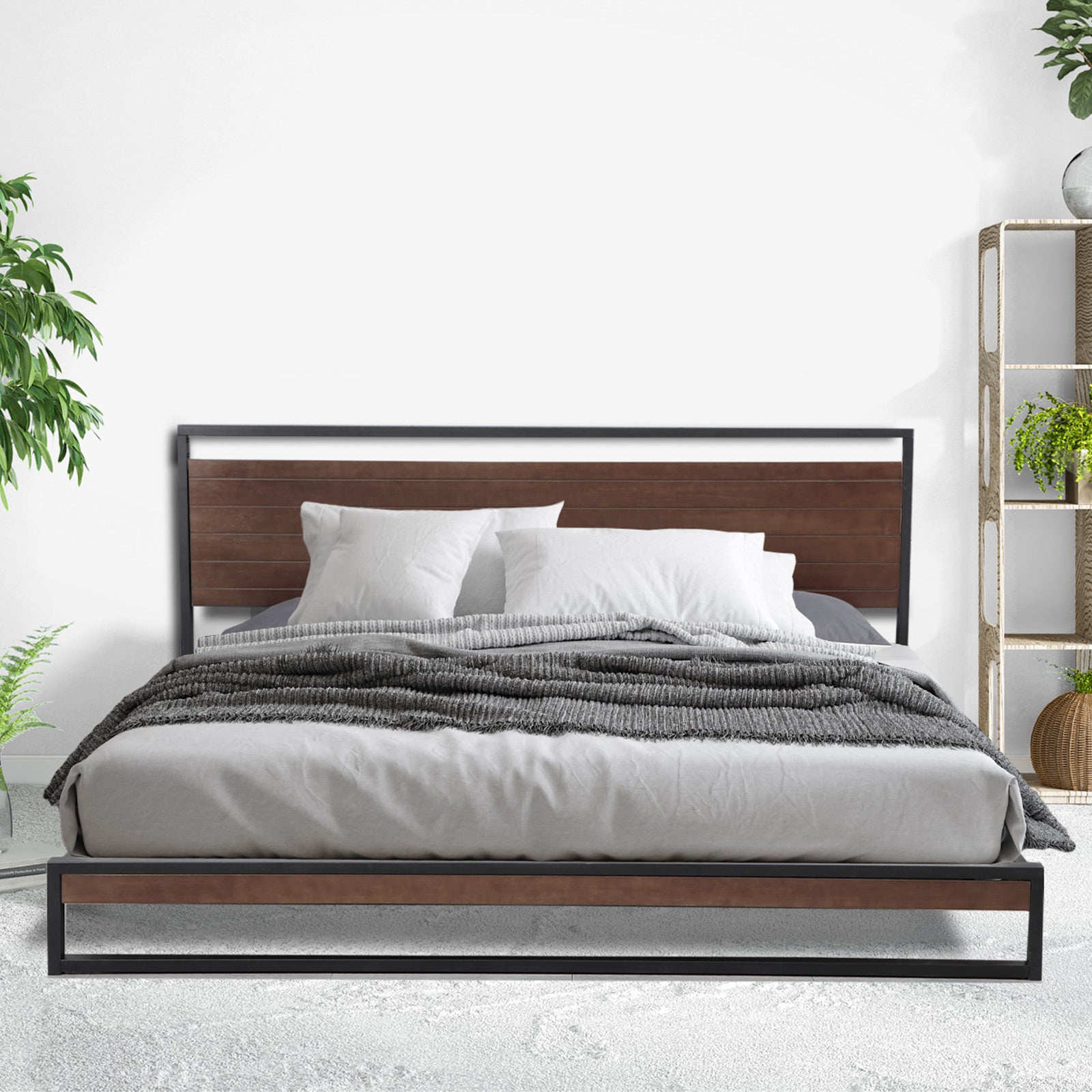 Milano Decor Azure Bed Frame with Headboard – Black - Single