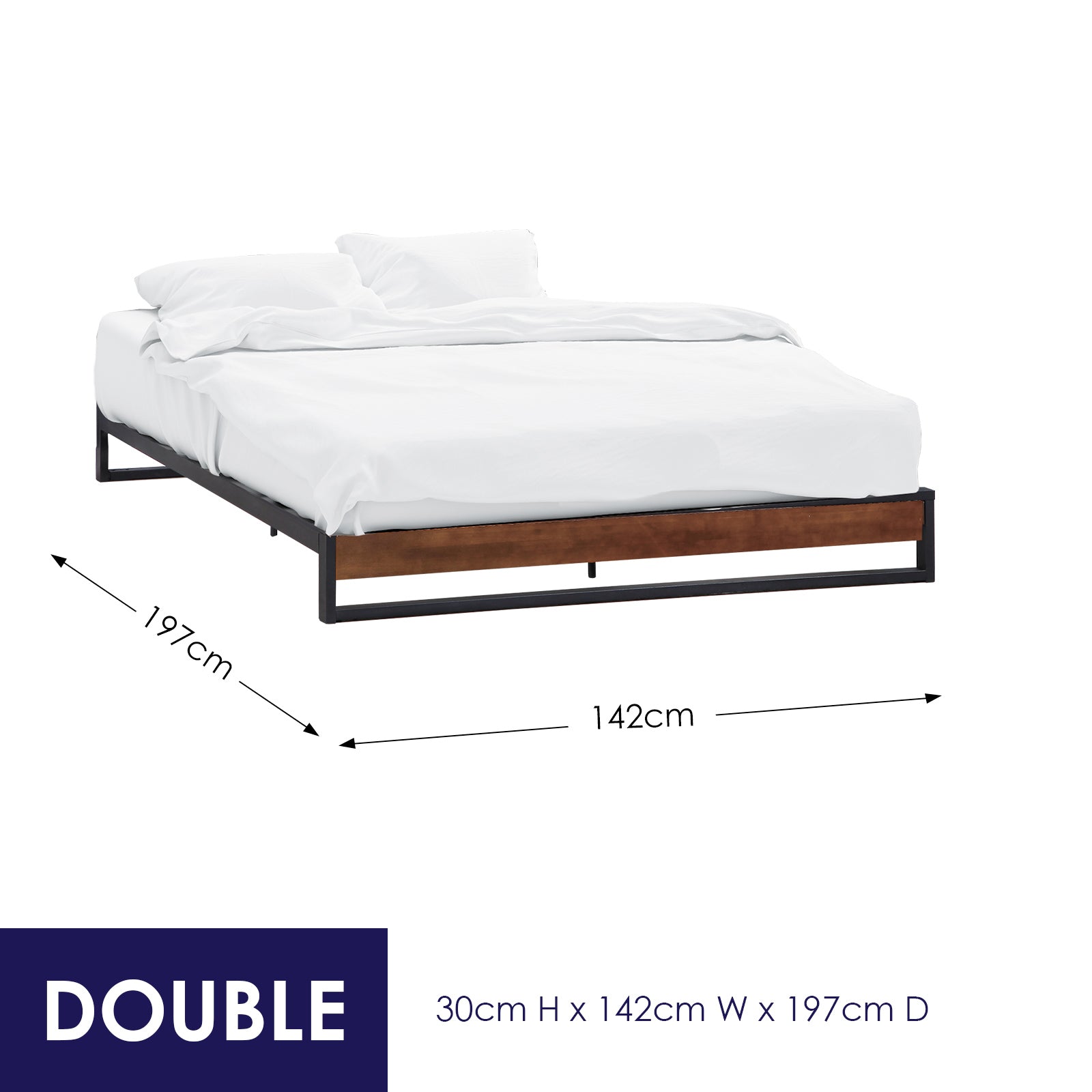 Sorrento Metal and Wood bed base - Double