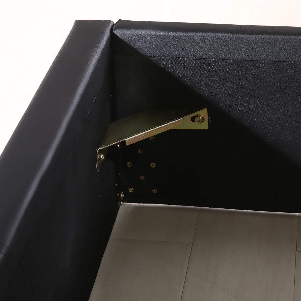 Levede Bed Frame Gas Lift Premium Leather Base Mattress Storage Double Black