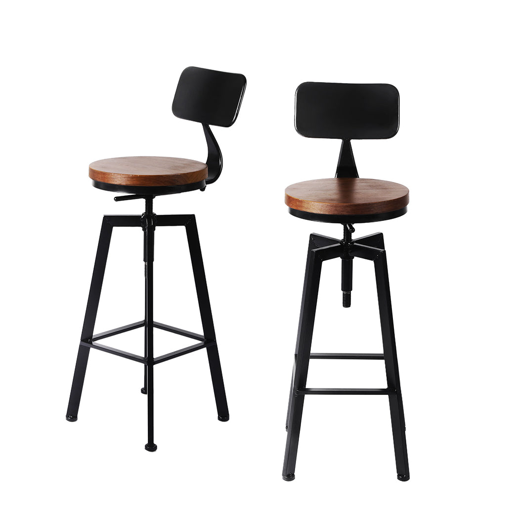 Levede Industrial Bar Stools Kitchen Stool Wooden Barstools Swivel Vintage Chair