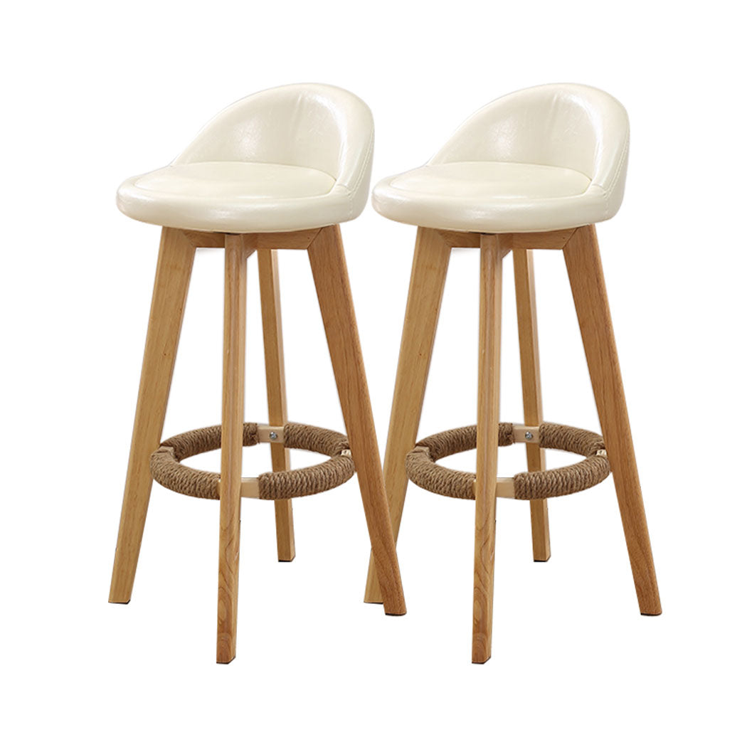 4x Levede Leather Swivel Bar Stool Kitchen Stool Dining Chair Barstools Cream