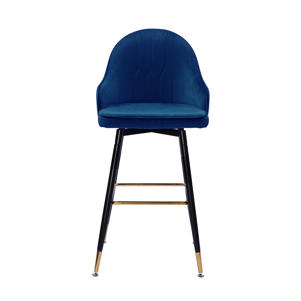 Levede 2x Bar Stools Stool Kitchen Chairs Swivel Velvet Barstools Vintage Blue