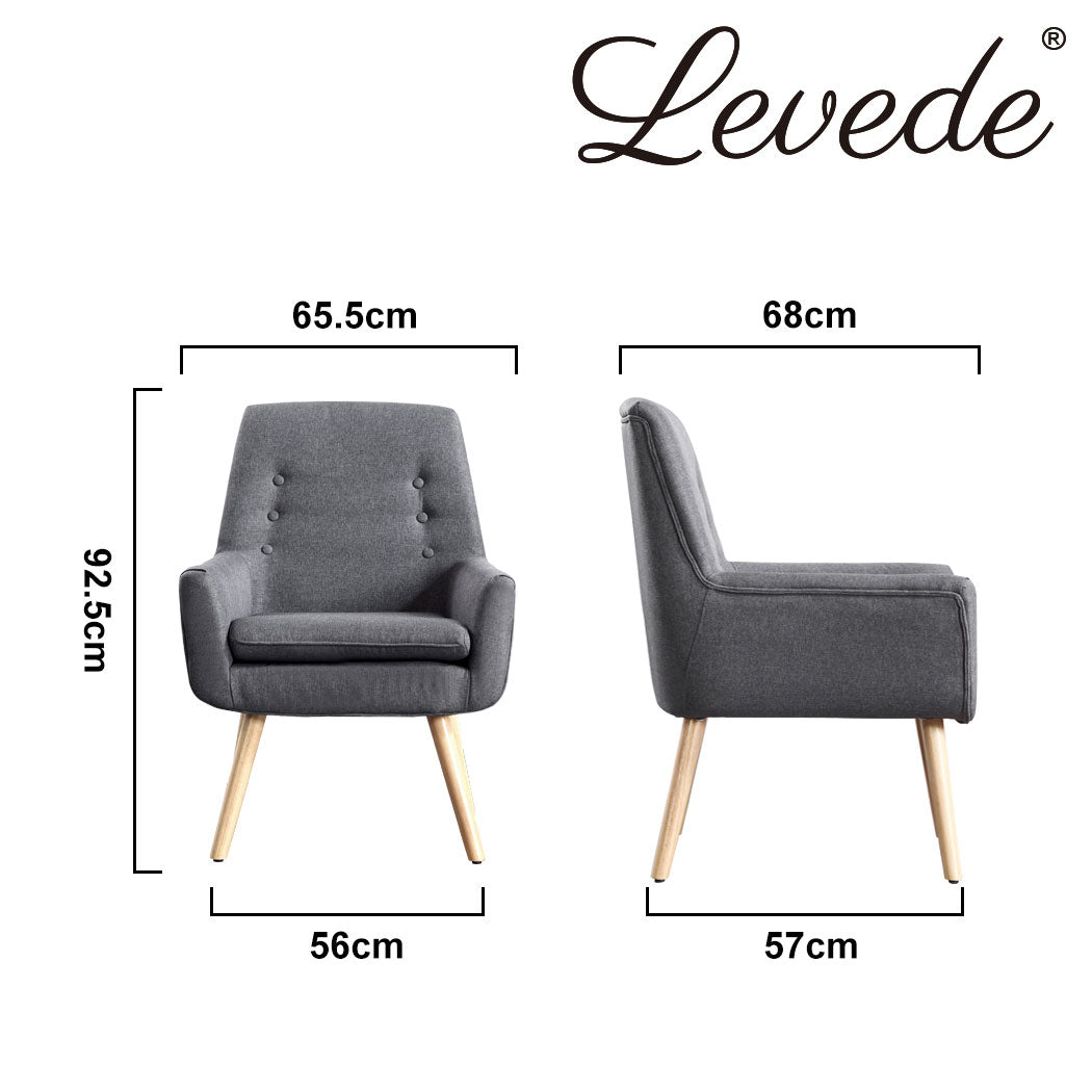 2x Levede Luxury Upholstered Armchair Dining Chair Accent Sofa Padded Fabric