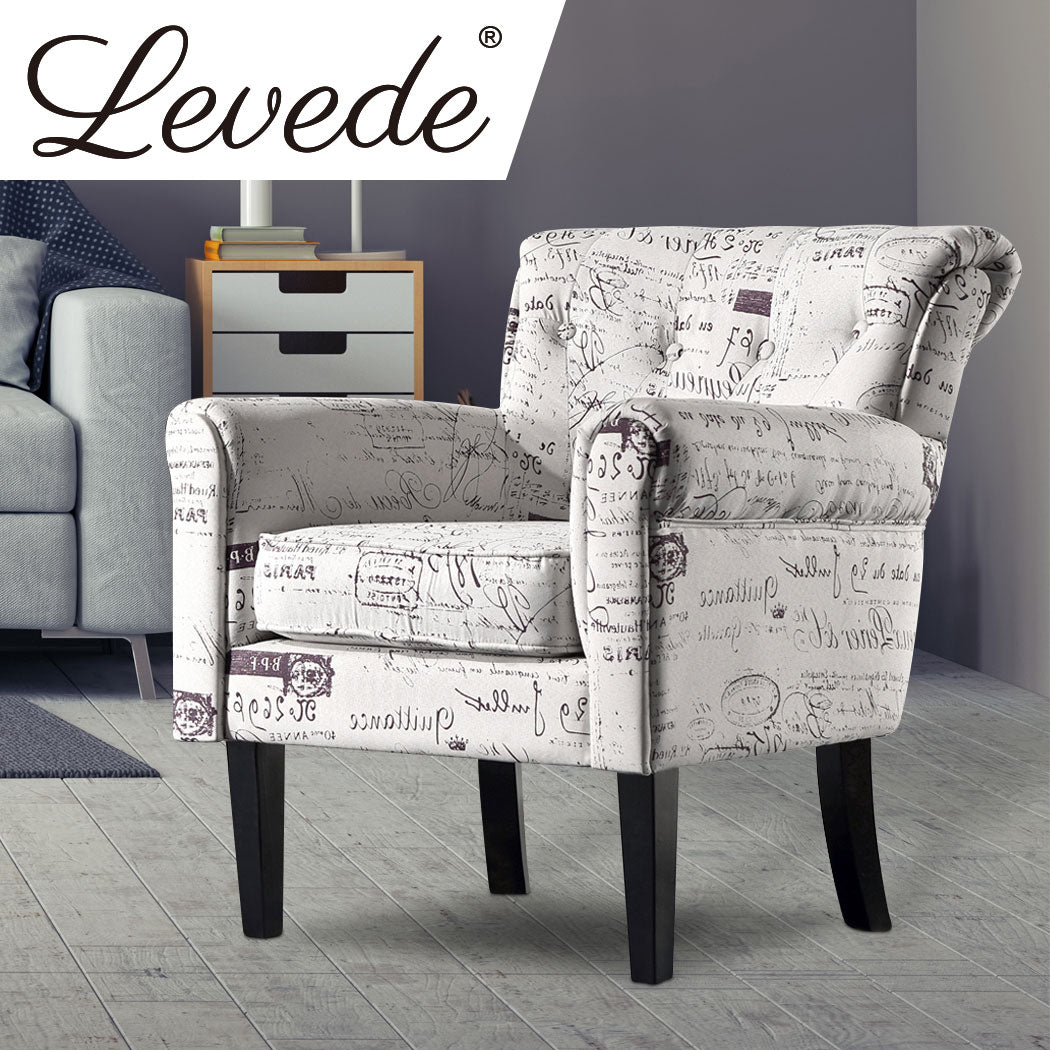 Levede Luxury Upholstered Armchair Dining Chair Single Accent Padded Fabric Sofa