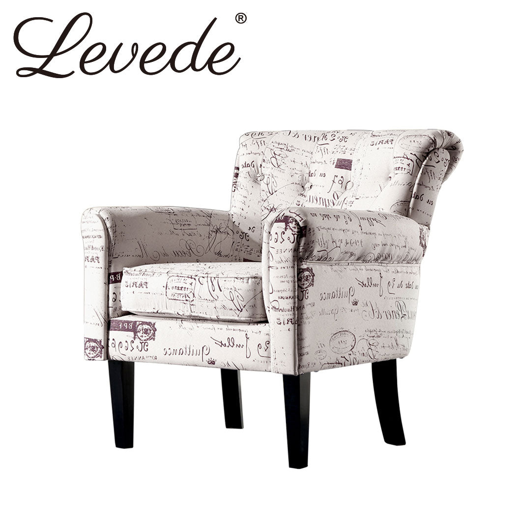 Levede Luxury Upholstered Armchair Dining Chair Single Accent Padded Fabric Sofa