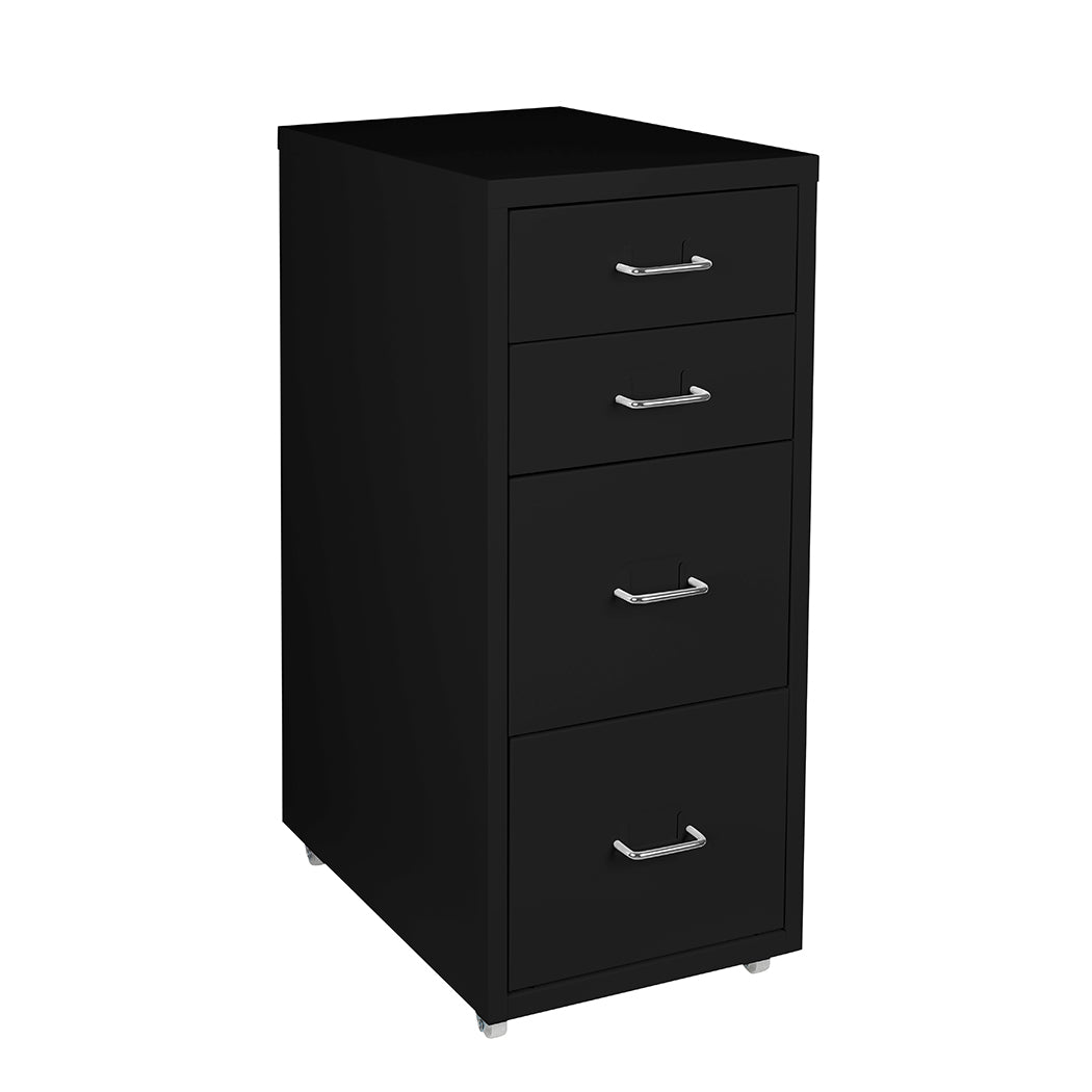 4 Tiers Steel Organizer Metal File Cabinet With Drawers Office Furniture Black