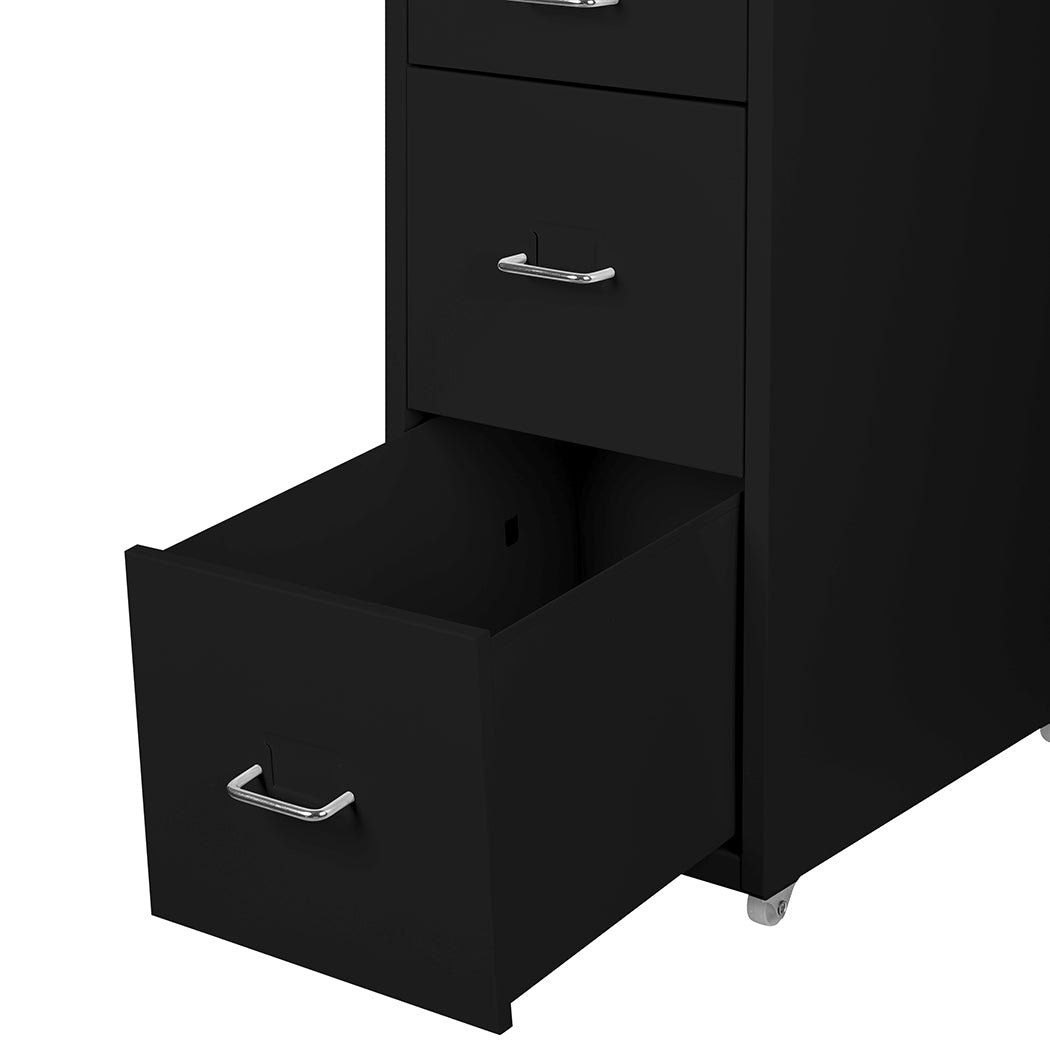 4 Tiers Steel Organizer Metal File Cabinet With Drawers Office Furniture Black