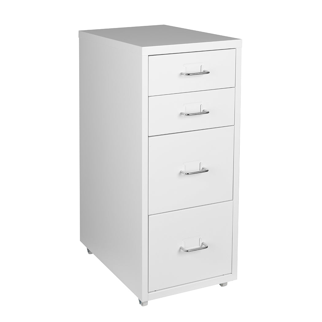 4 Tiers Steel Organizer Metal File Cabinet with Drawers Office Furniture White