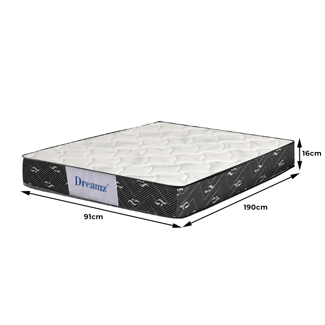 Dreamz Bedding Mattress Single Size Premium Bed Top Spring Foam Medium Soft 16CM