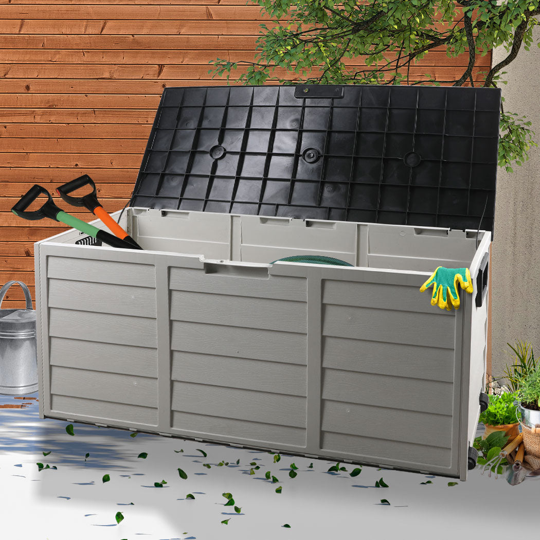 290L Outdoor Storage Box Garden Lockable Toys Tools Container Waterproof Indoor