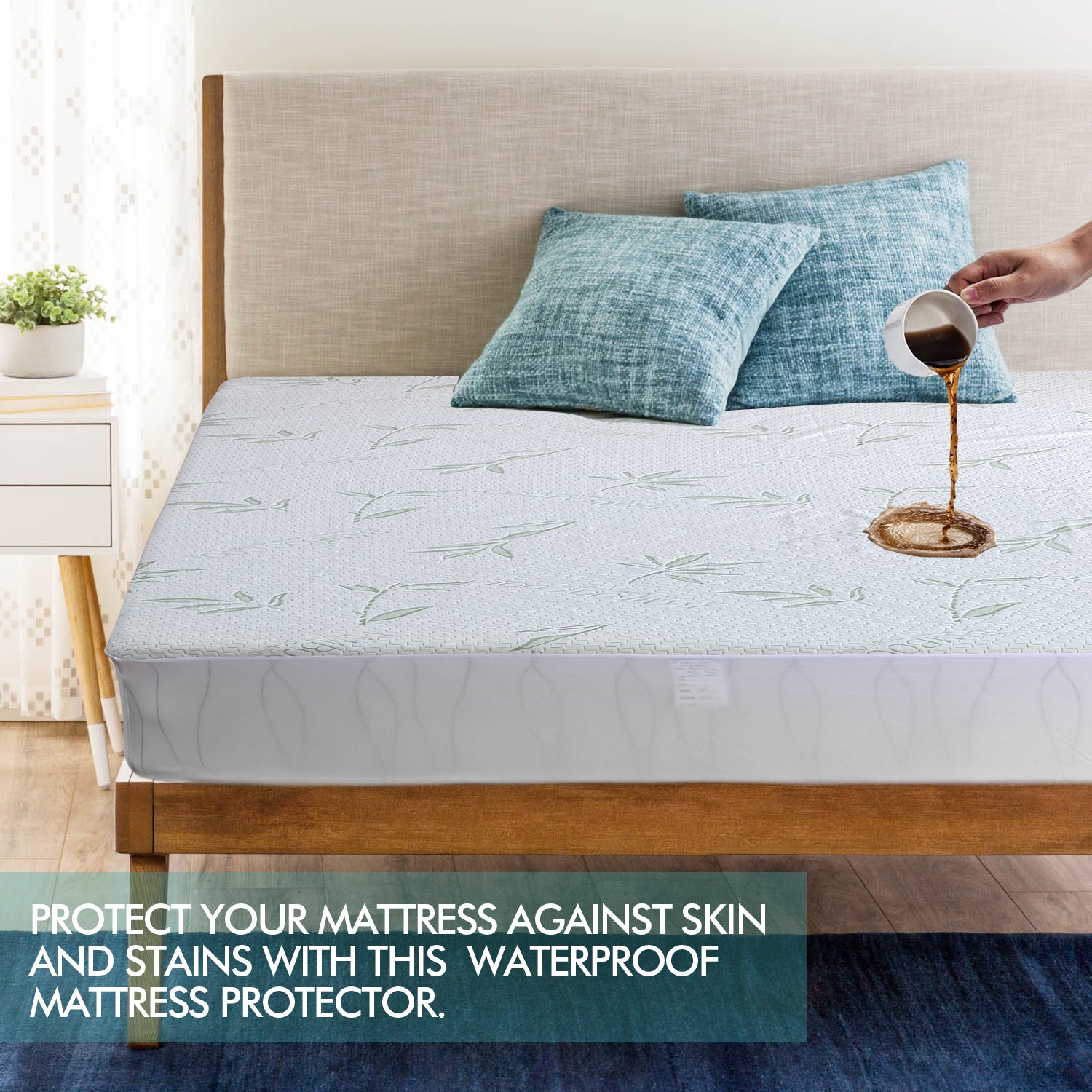 DreamZ Fitted Waterproof Mattress Protector with Bamboo Fibre Cover King Size