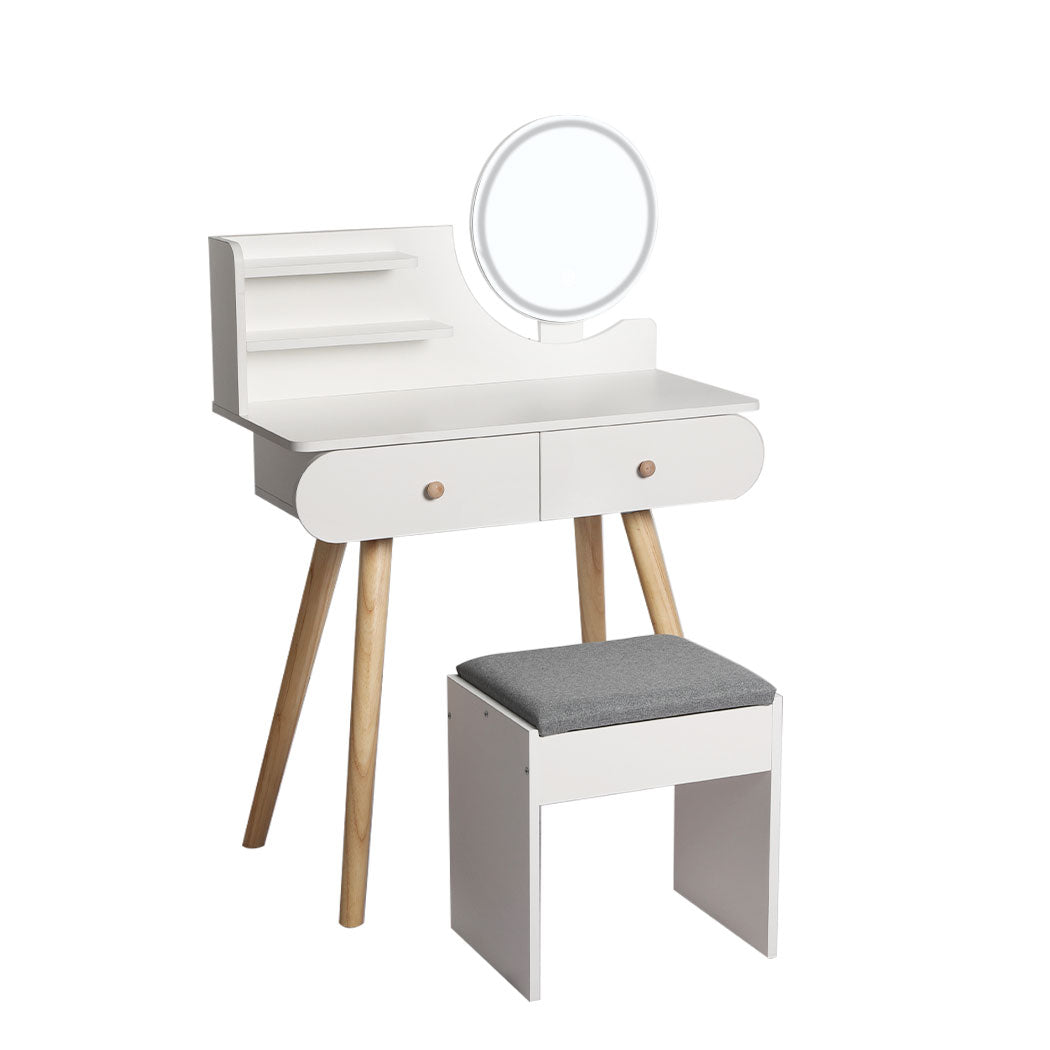 Levede Dressing Table Stool LED Mirror Jewellery Cabinet Makeup Storage 3 Colour