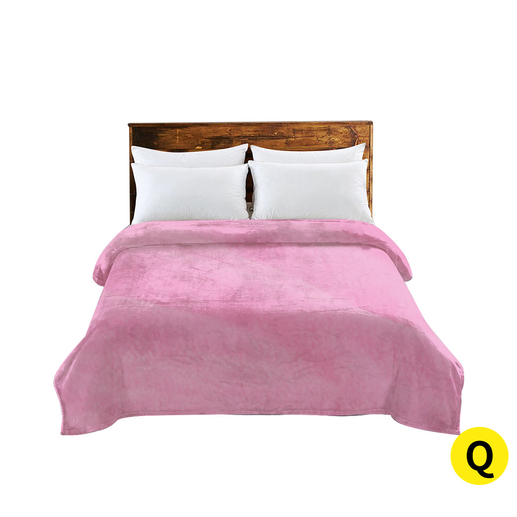DreamZ 320GSM 220x240cm Ultra Soft Mink Blanket Warm Throw in Pink Colour