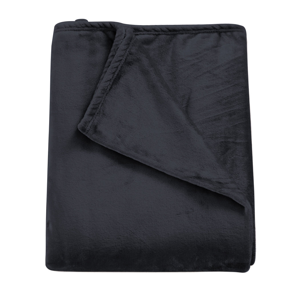 DreamZ 320GSM 220x240cm Ultra Soft Mink Blanket Warm Throw in Dark Grey Colour