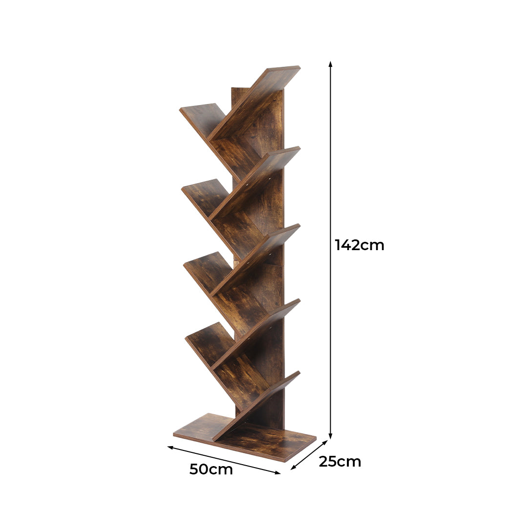 Levede 8-Tier Bookshelf Wooden Tree Bookcase Storage Home Decor Display Stand