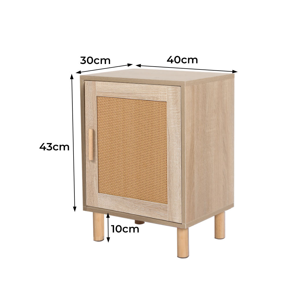 Levede Bedside Tables Rattan Wood Side Table Nightstand Storage Cabinet Bedroom
