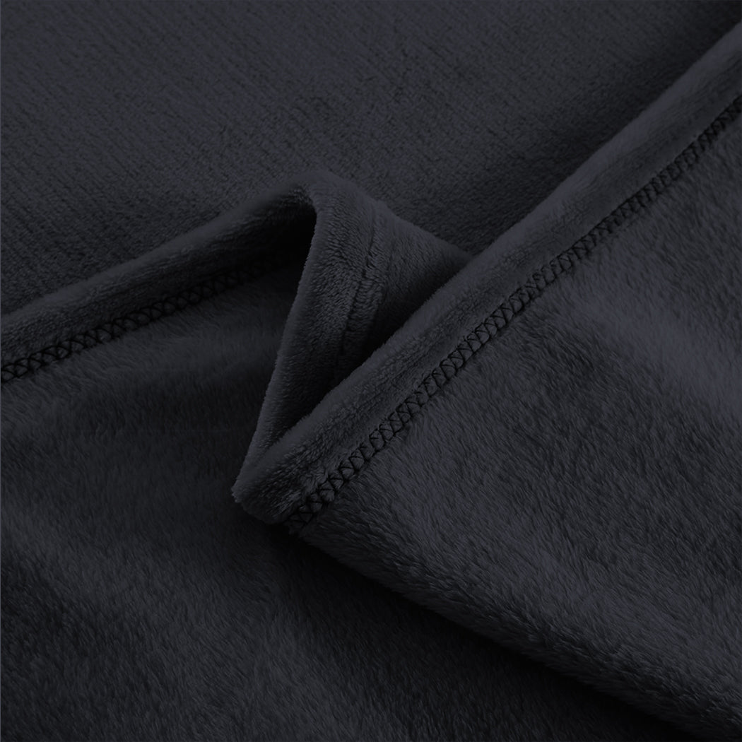 DreamZ 320GSM 220x160cm Ultra Soft Mink Blanket Warm Throw in Dark Grey Colour