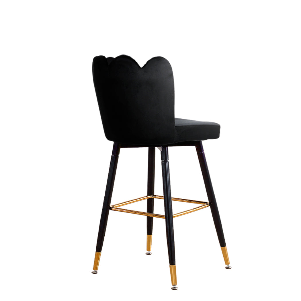 Levede 2x Bar Stools Kitchen Stool Chairs Velvet Swivel Barstools Luxury Black