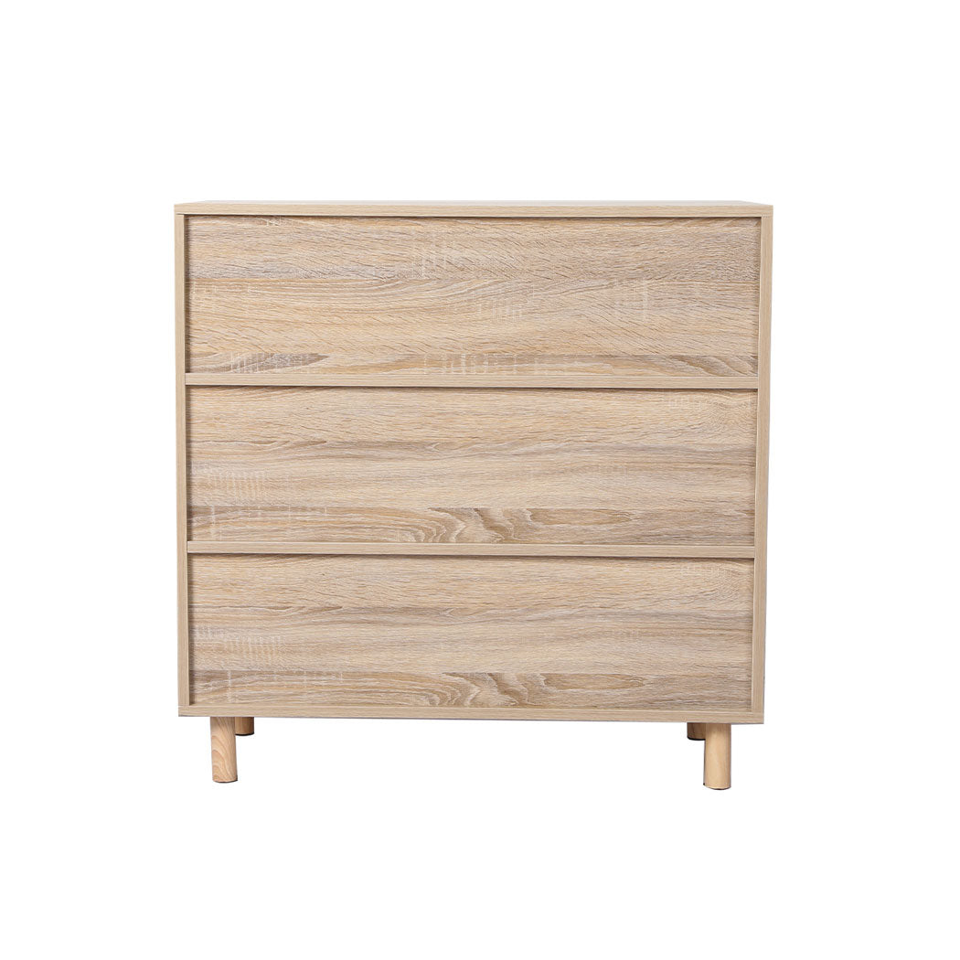 Levede Storage Cabinet Rattan Dresser Chest of Drawers Tallboy Wooden 3 Drawers