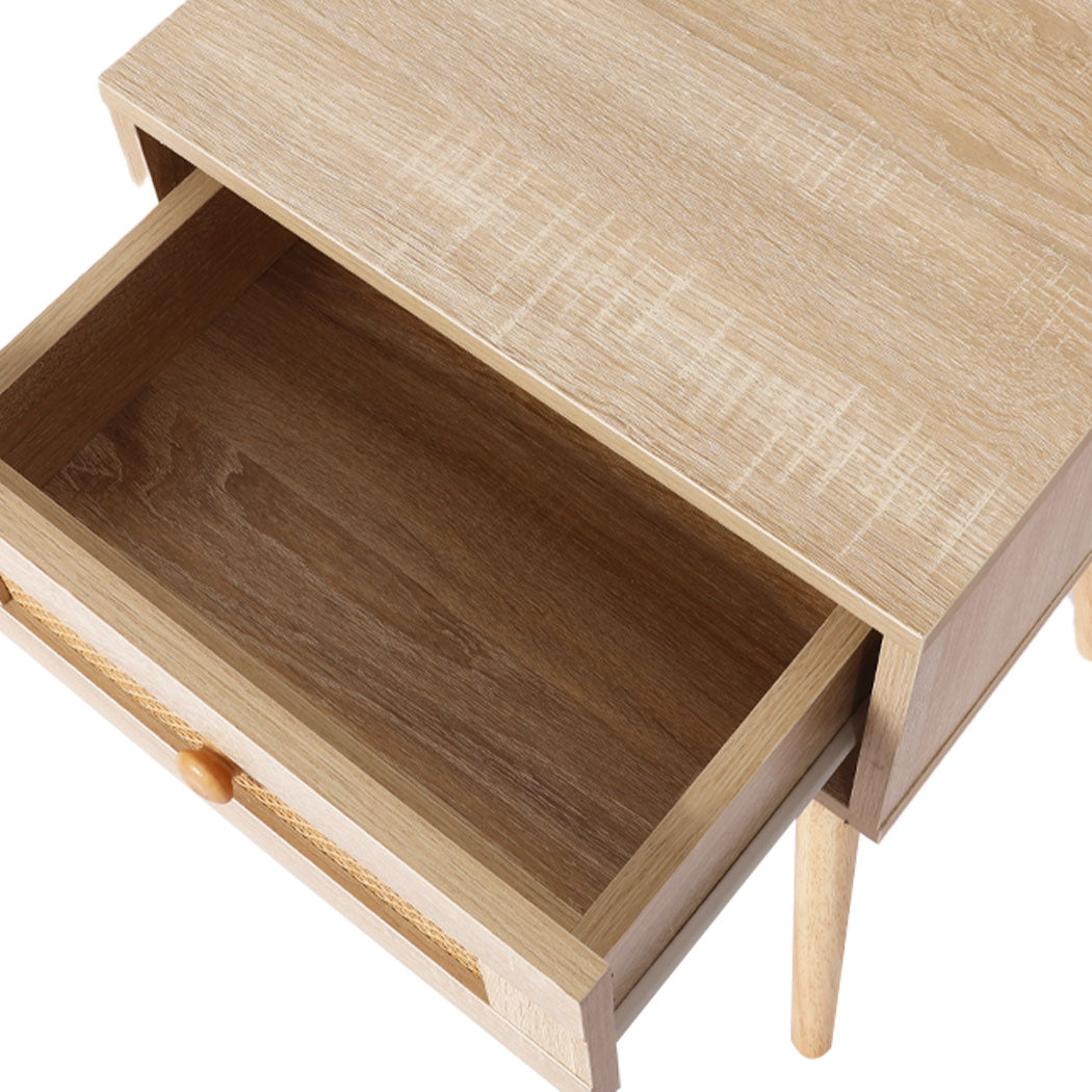 Levede Bedside Tables Rattan Wood Drawers Nightstand Storage Cabinet Bedroom