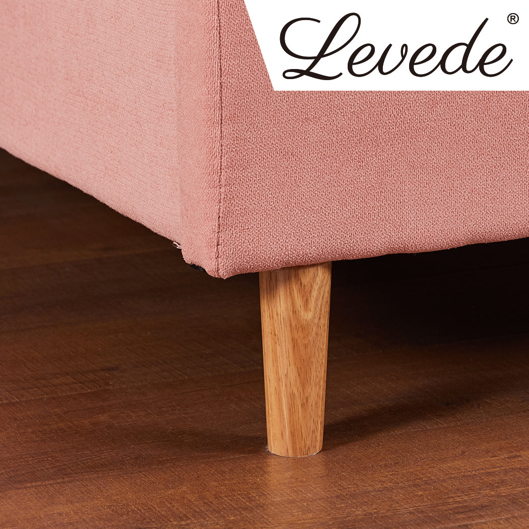 Levede Bed Frame Velvet Base Bedhead Headboard Queen Size Wooden Platform Pink