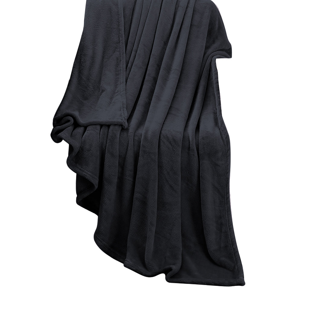 DreamZ 320GSM 220x160cm Ultra Soft Mink Blanket Warm Throw in Dark Grey Colour