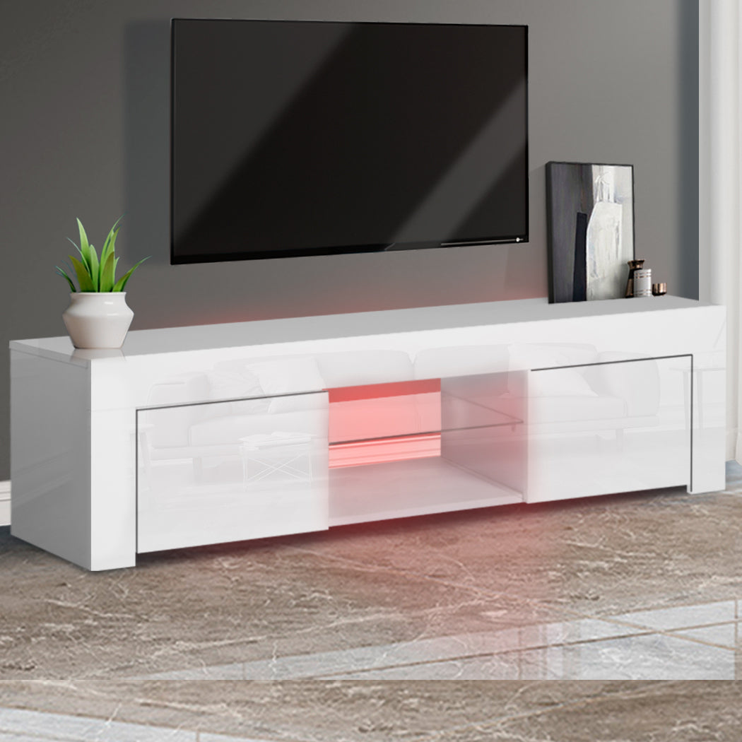 Levede TV Cabinet Entertainment Unit Stand RGB LED Furniture Wooden Shelf 130cm