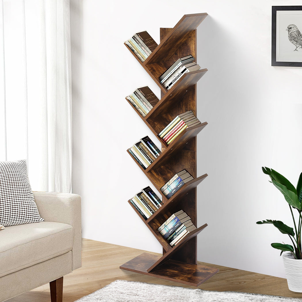 Levede 8-Tier Bookshelf Wooden Tree Bookcase Storage Home Decor Display Stand