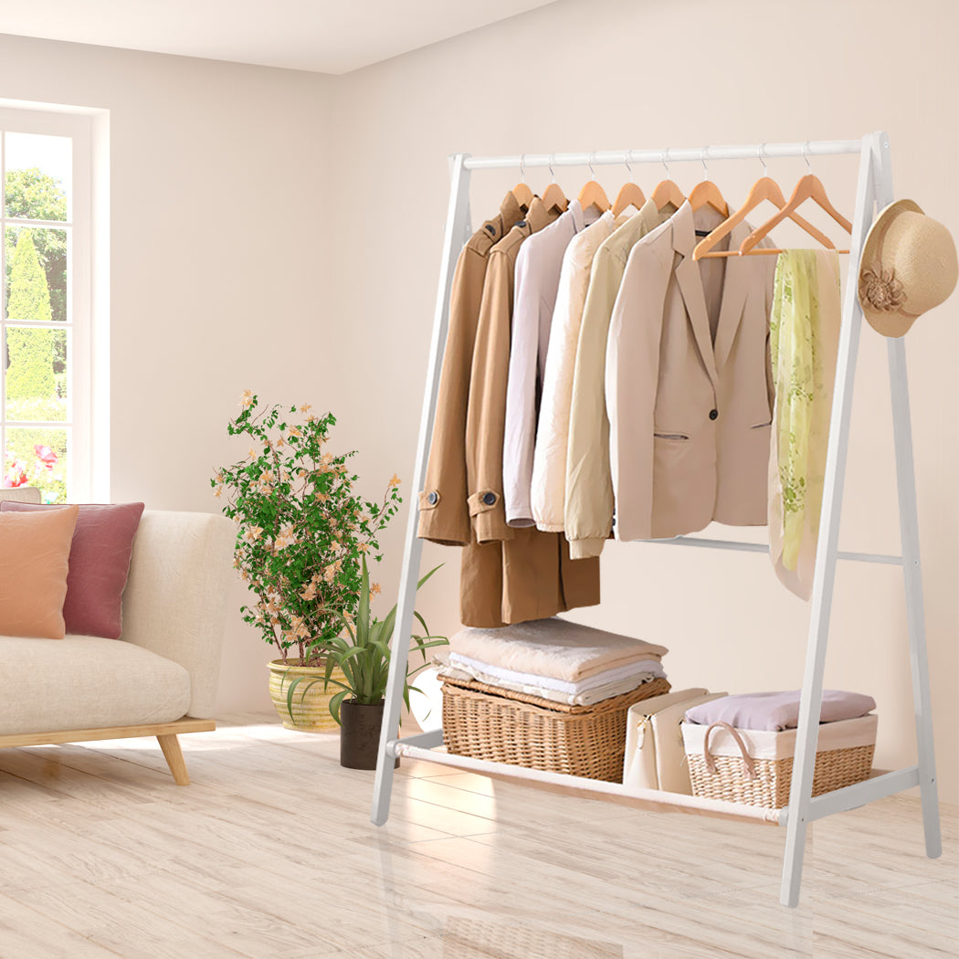 Levede Clothes Rack Wooden Garment Hanging Stand Closet Storage Organiser Shelf